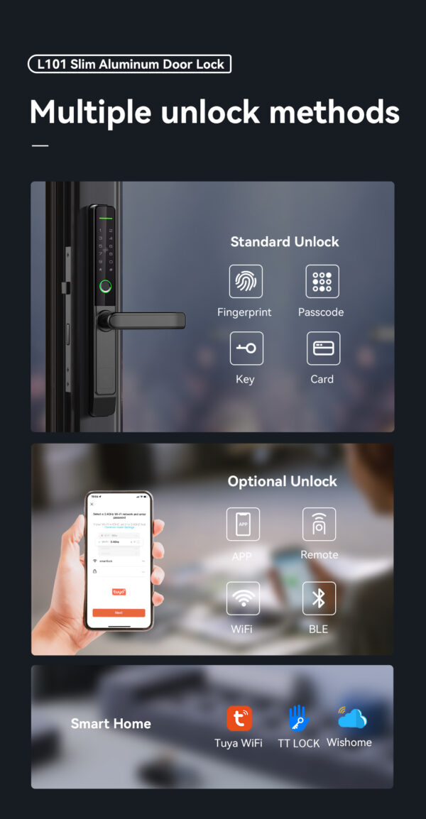L101 Ultra-slim Aluminum Door Smart Lock - Image 12