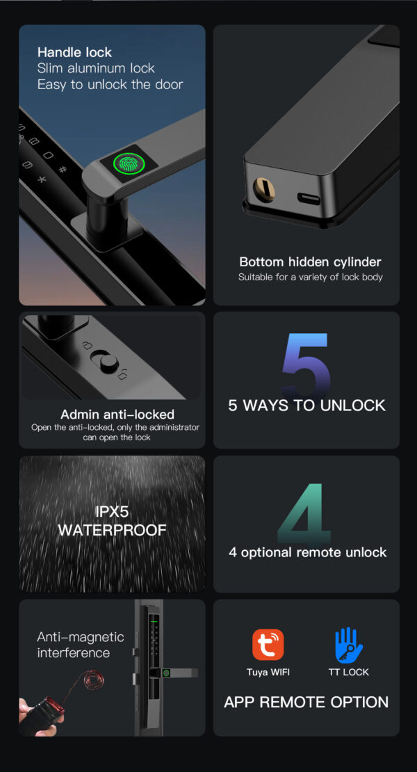 L108 Slim Aluminum Door Lock - Image 3