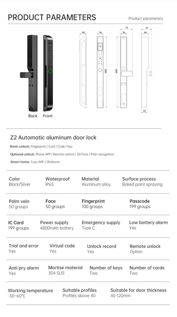 Z2 Automatic Aluminum Door Lock - Image 18